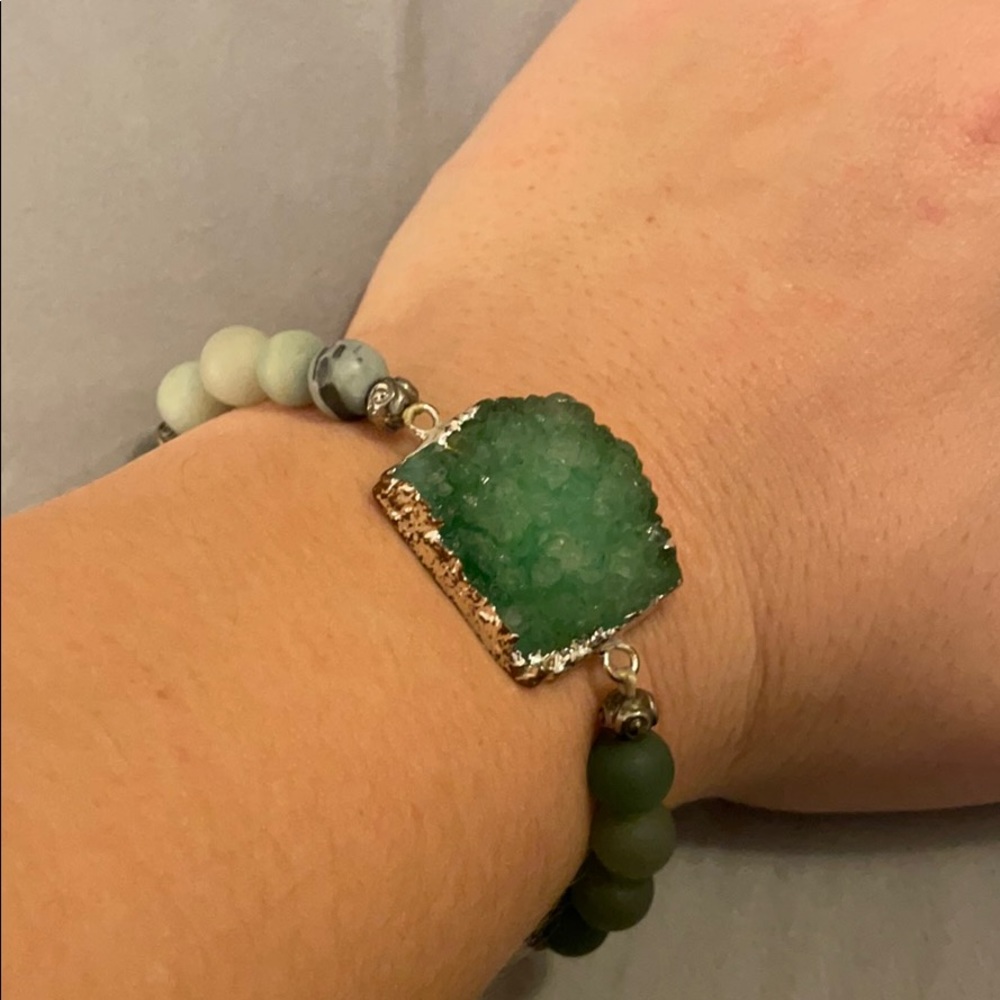 Green druzzy bracelet - Picture 4 of 4